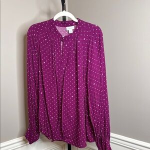 Liz Claiborne Women's Purple Polka Dot Blouse size extra large
